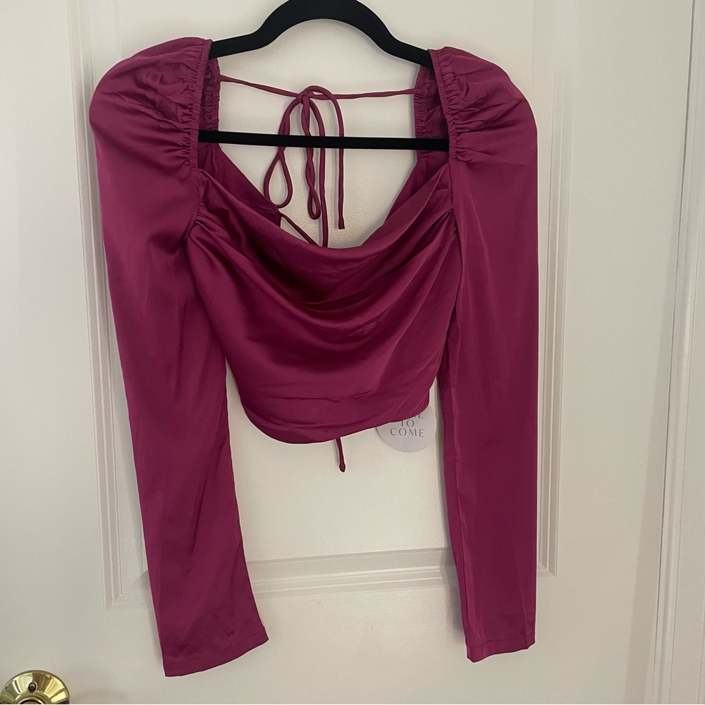 Revolve Pink Open Back Long Sleeve Top XS NWT